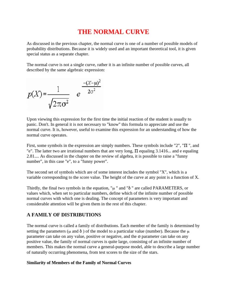 The Normal Curve | PDF | Area | Normal Distribution