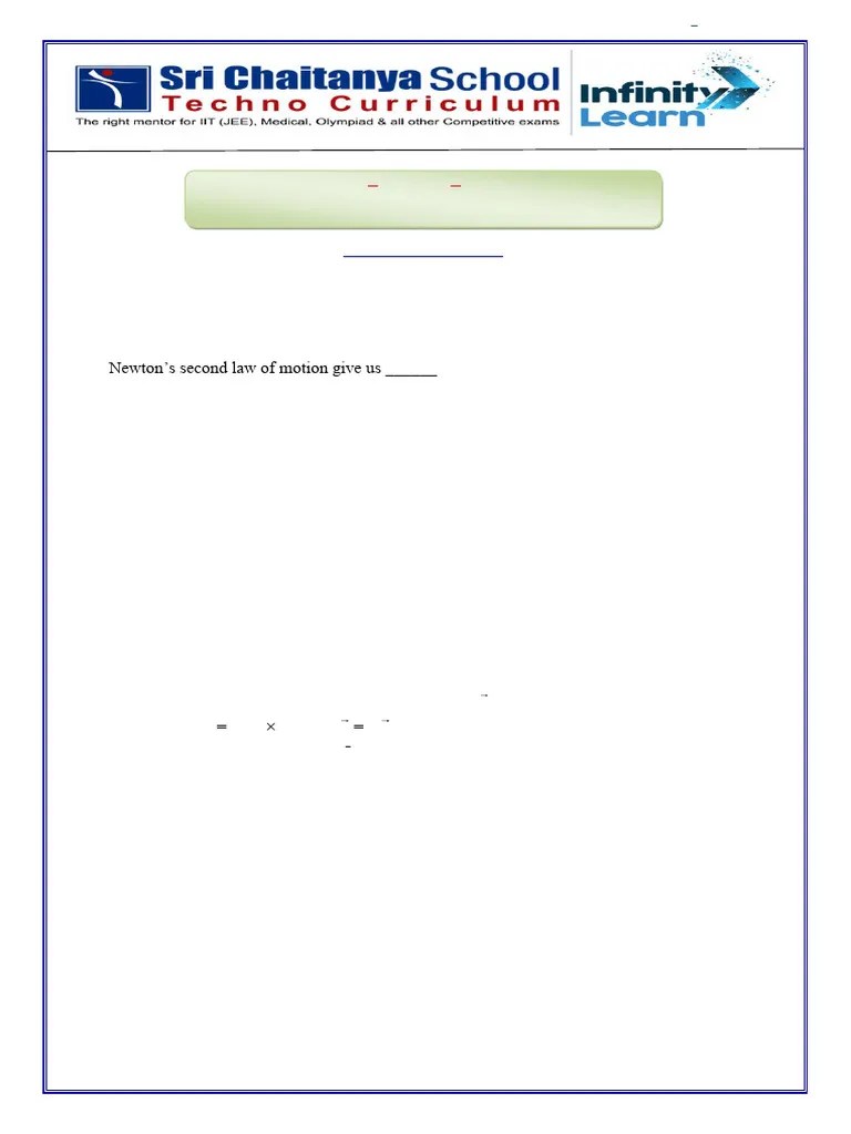 Ix - Intso (Stso) - Level - I - W.S - 3 - Laws Of Motion | PDF | Force ...
