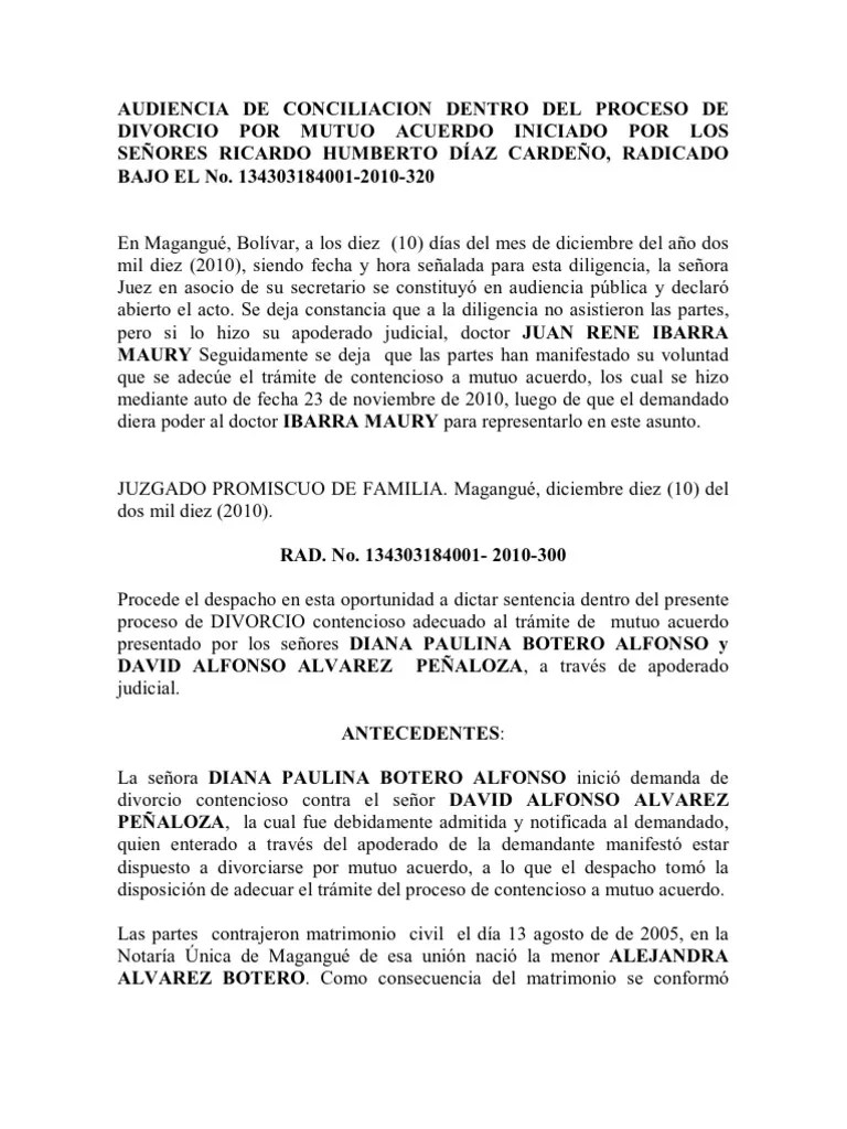 Divorcio Mutuo Acuerdo | PDF | Divorcio | Justicia