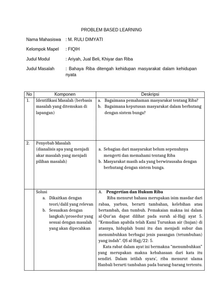 Contoh Problem Based Learning | PDF