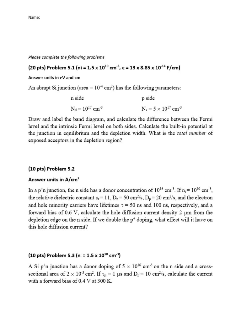 Assignment 4 - Semiconductor Devices | PDF | P–N Junction | Electronic ...