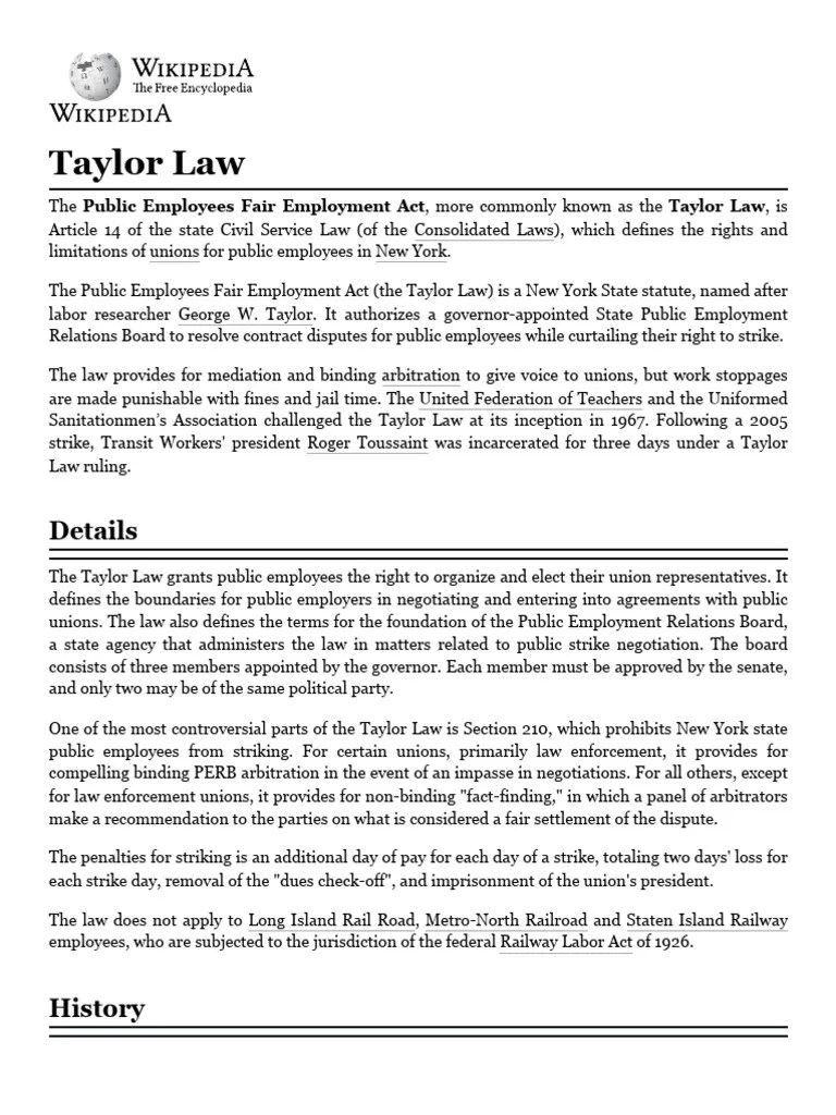 Taylor Law | PDF | Politics Of The United States | American Government