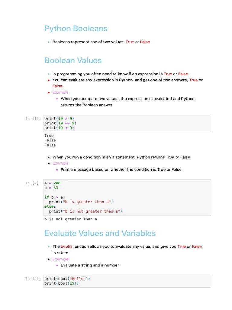 9.python Booleans | PDF | Boolean Data Type | Computer Science