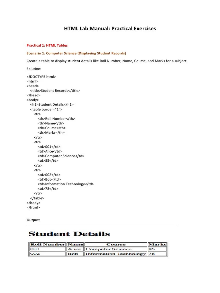 HTML Lab Manual | PDF | Menu | Computing