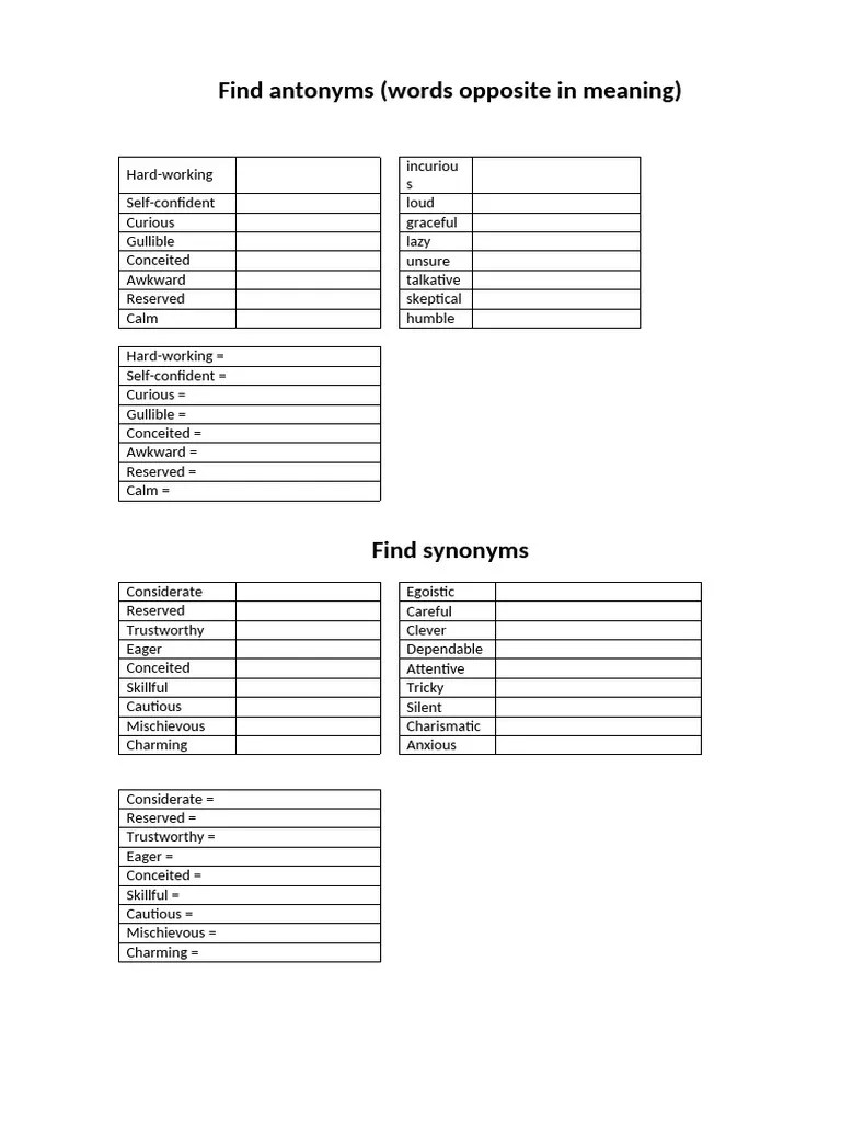 Find Antonyms | PDF