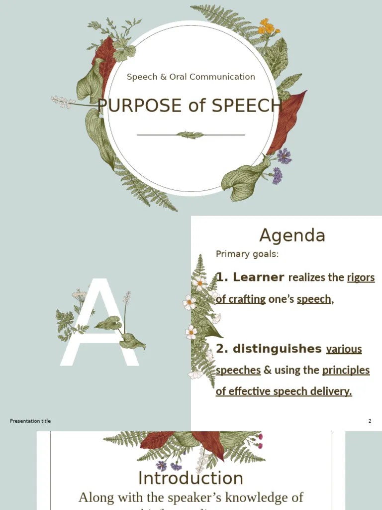 Purpose Of Speech Pdf Public Speaking Human Communication