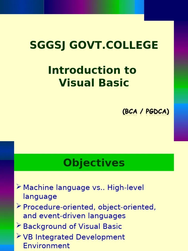 Introduction To Visual Basic | PDF | Basic | Computer Program