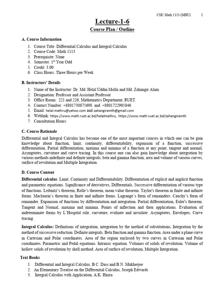 Differentiation Lecture-1-6 | PDF | Integral | Differential Calculus