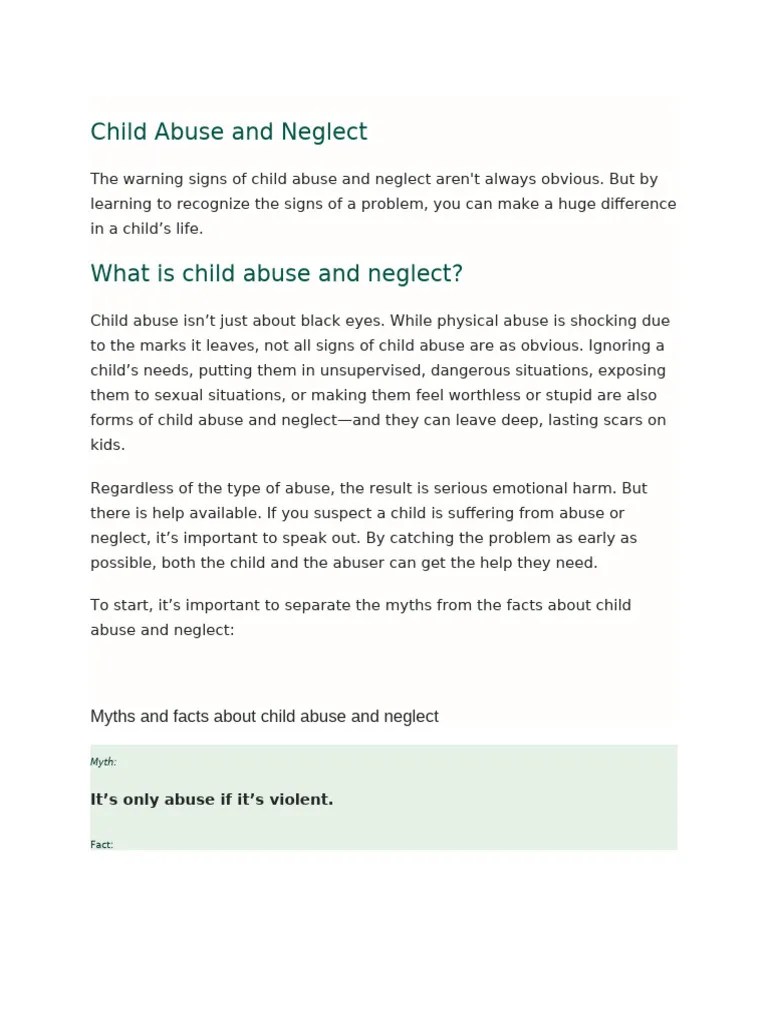 Child Abuse And Neglect | PDF | Child Abuse | Parenting