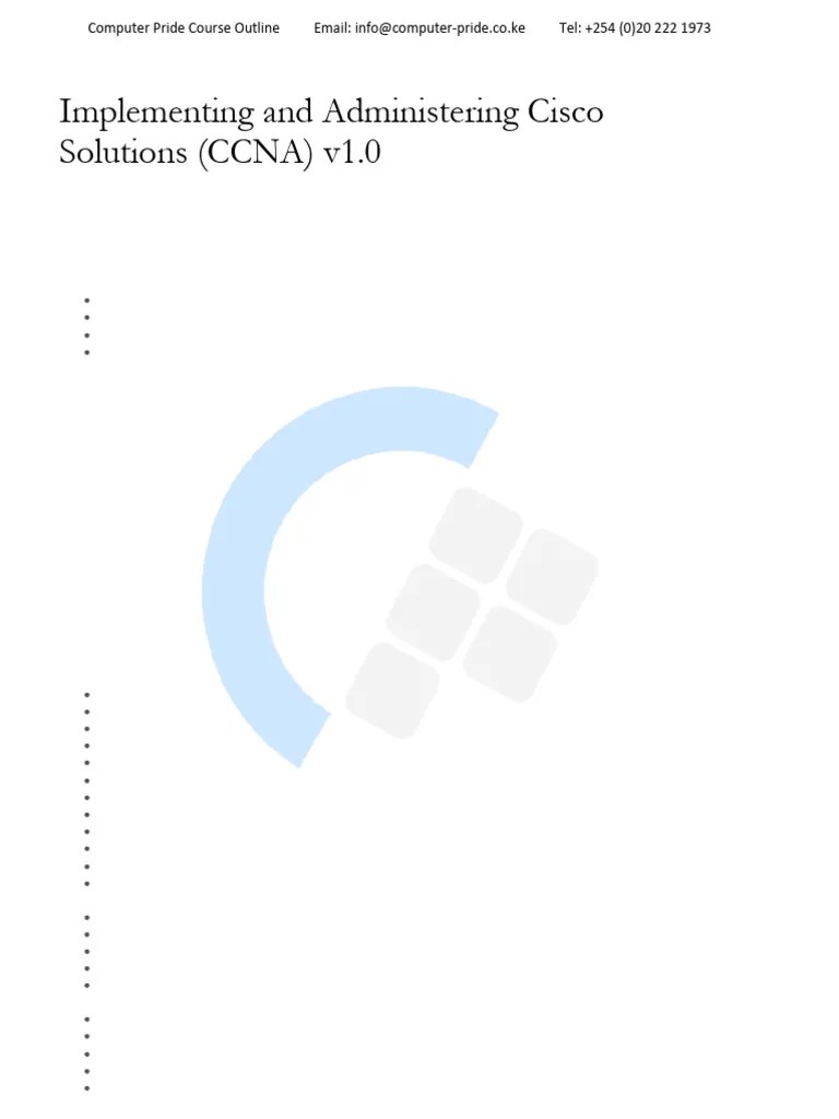 Implementing And Administering Cisco Solutions (CCNA) V1.0 Nov 2019 ...