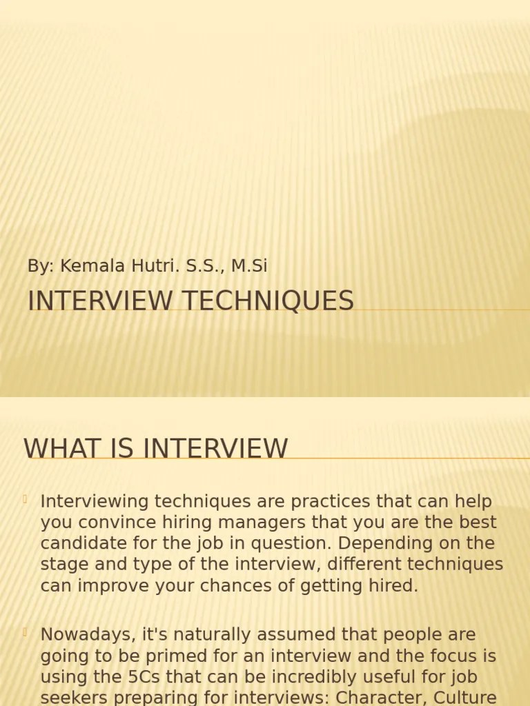 Interview Techniques | PDF | Job Interview | Human Communication