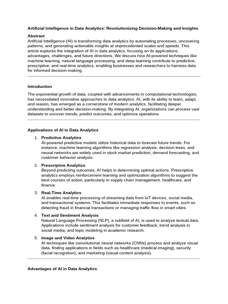 Ai In Data Analysis | PDF | Artificial Intelligence | Intelligence (AI ...