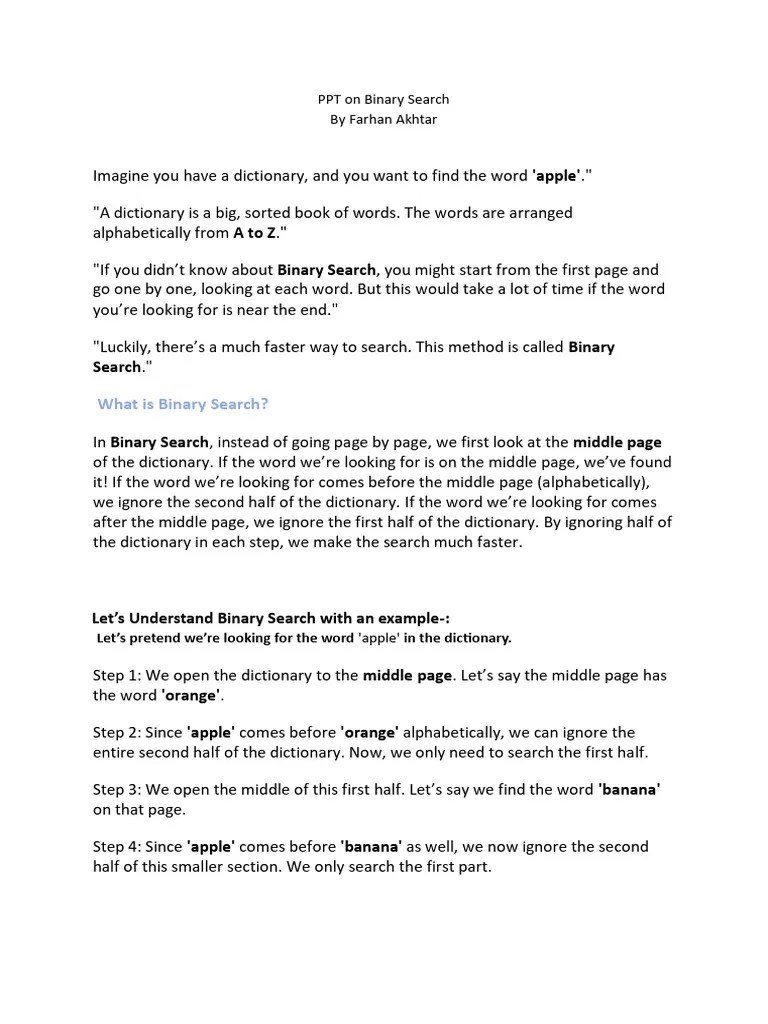 PPT On Binary Search | PDF | Applied Mathematics | Theoretical Computer ...