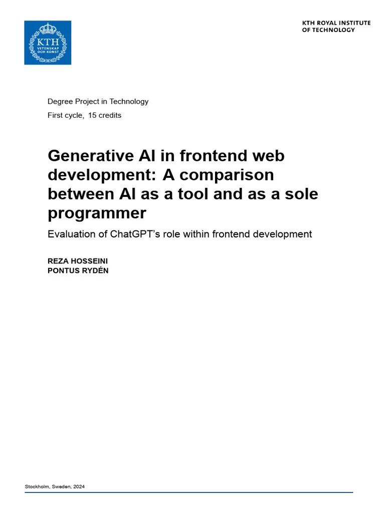 Generative AI In Frontend Web - A Comparision Between AI As A Tool And ...