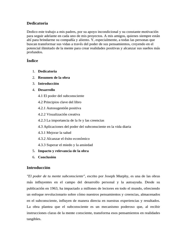 El Poder De Tu Mente | PDF | Pensamiento | Mente