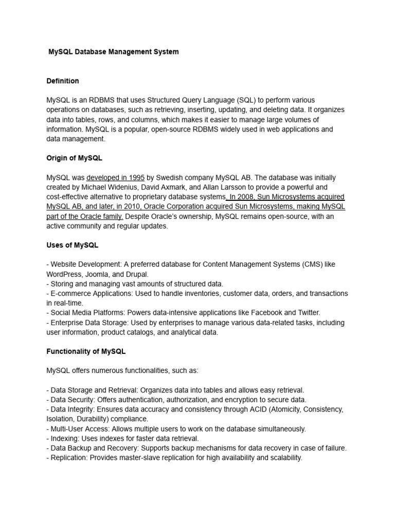 MySQL (Summary) | PDF | My Sql | Databases