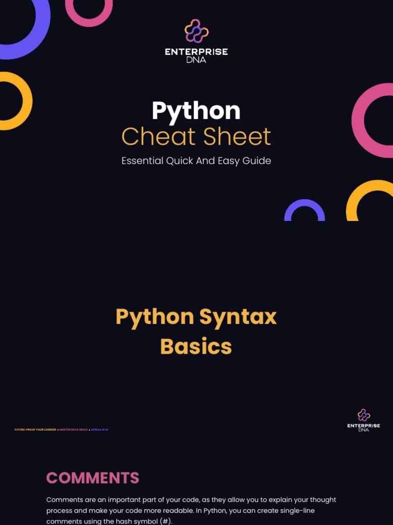 Python Cheat Sheet - Essential Quick And Easy Guide | PDF | Inheritance ...