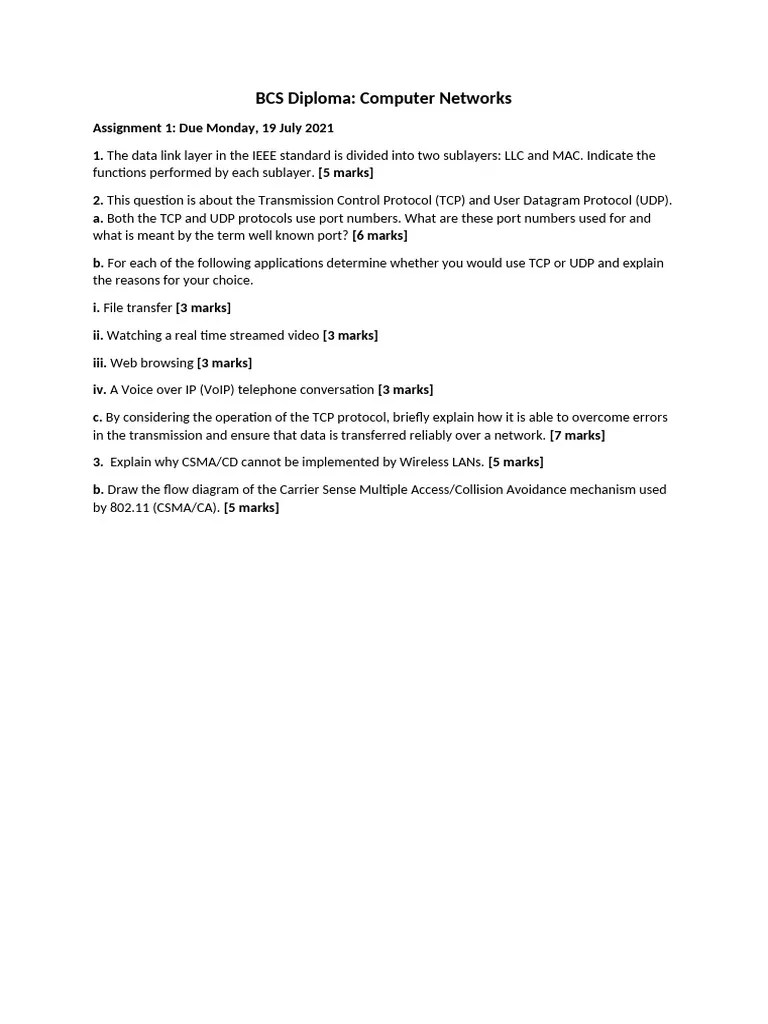 Computer Networks Assignment 1 | PDF