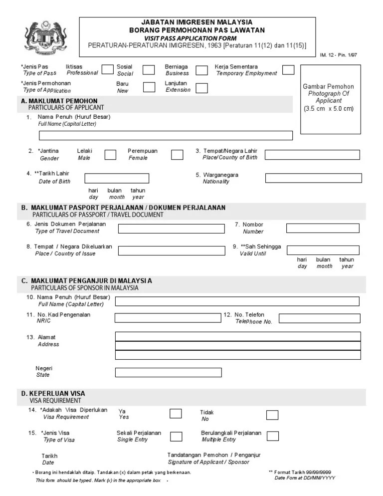 Browse for the form imigresen form. Form Im 12 Pdf