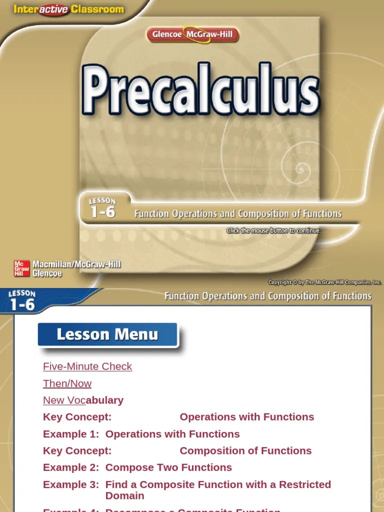 Precalculus 1-6 Functions Operations And Composition Of Functions | PDF ...