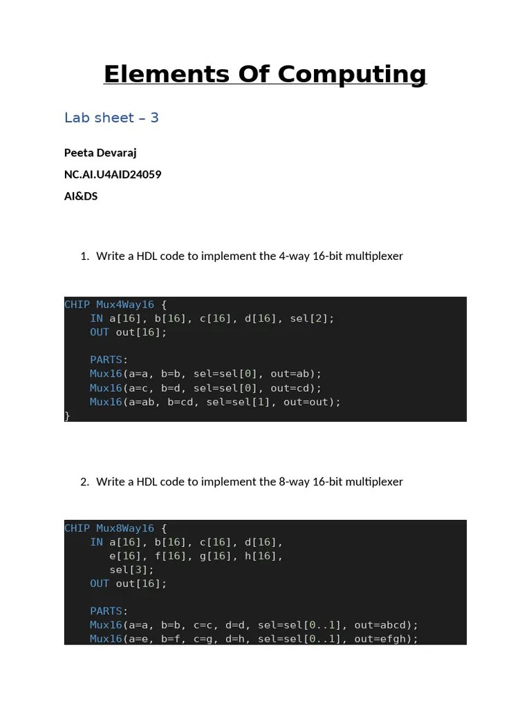 Elements Of Computing Lab Sheet 3 | PDF | Computer Engineering ...