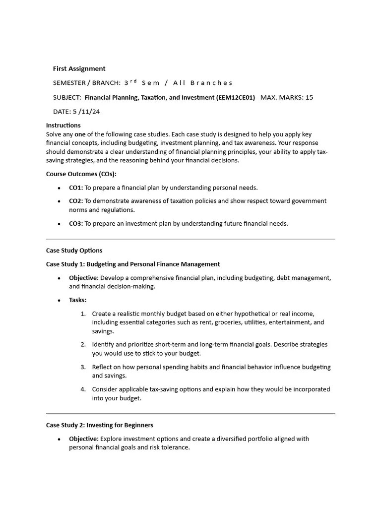Assignment - 1pdf | PDF | Investing | Financial Plan