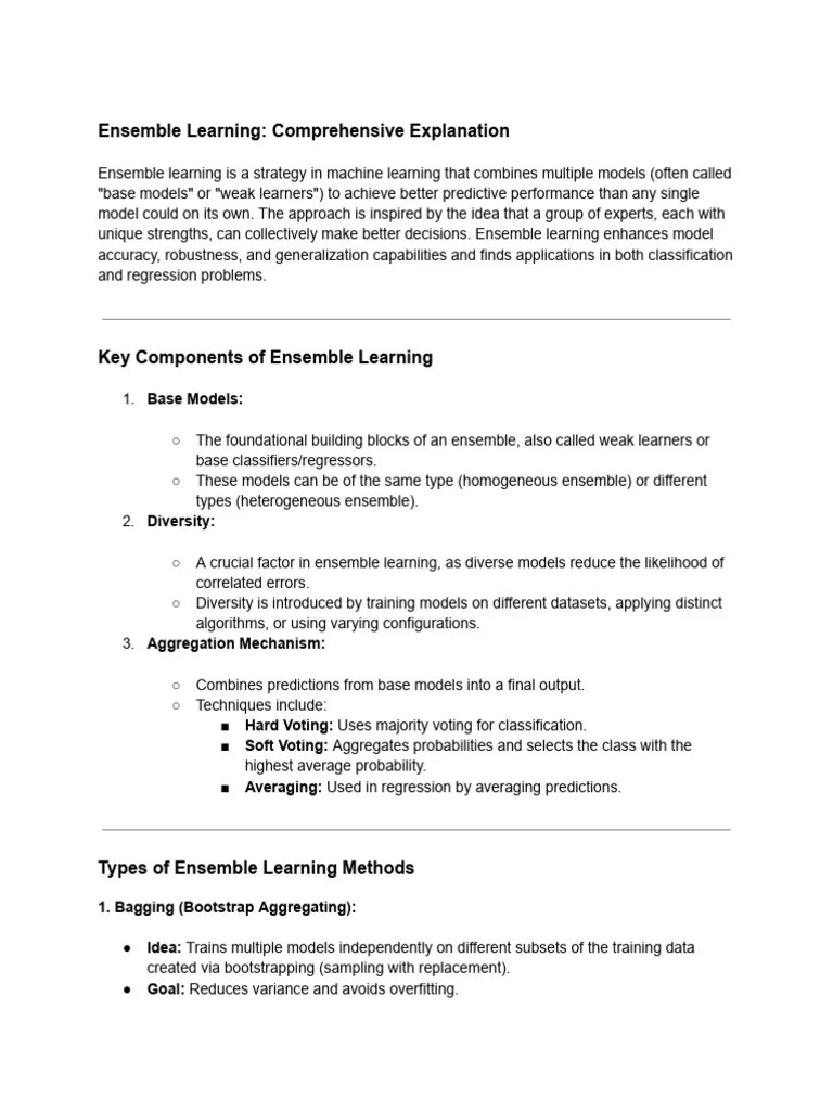 Ensemble Learning: Comprehensive Explanation: Base Models | PDF ...