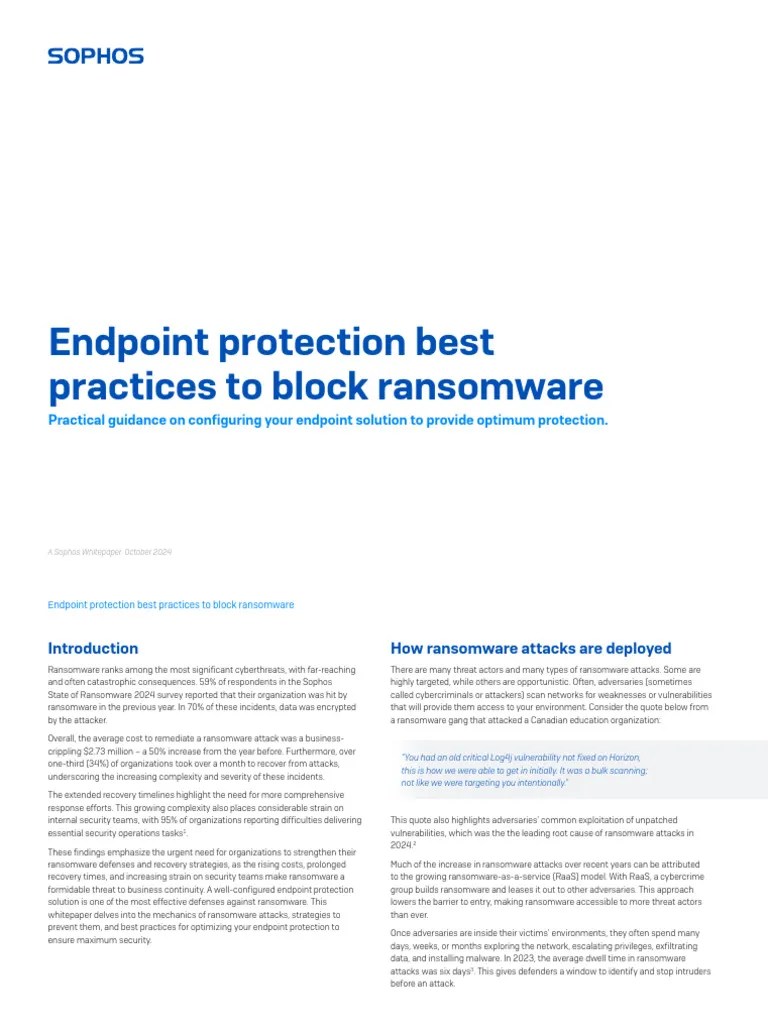 Sophos Endpoint Protection Best Practices WP | PDF | Security ...