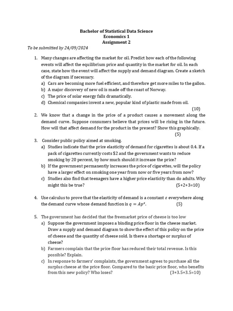 Microeconomics_Problem Set_2 | PDF | Demand | Elasticity (Economics)