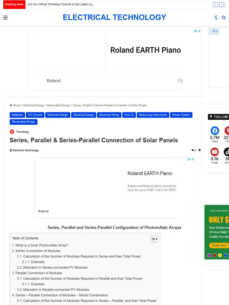 Series, Parallel & Series-Parallel Connection Of PV Panels | PDF | Solar Panel | Photovoltaic System