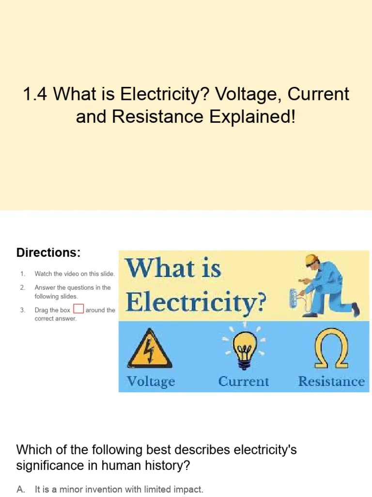 ASSIGNMENT 1.4 What Is Electricity - Voltage, Current And Resistance Explained! | PDF | Voltage ...