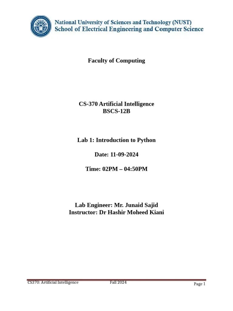 Lab 1 - Introduction To Python | PDF | Class (Computer Programming ...