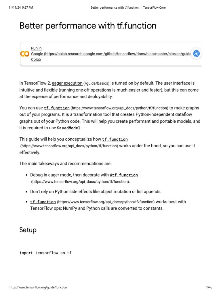 Better Performance With TF - Function - TensorFlow Core | PDF ...