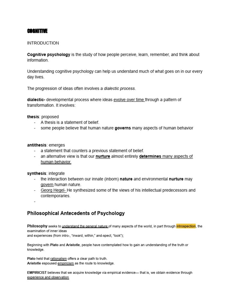 Cogni Chapter 1 | PDF | Behaviorism | Psychology
