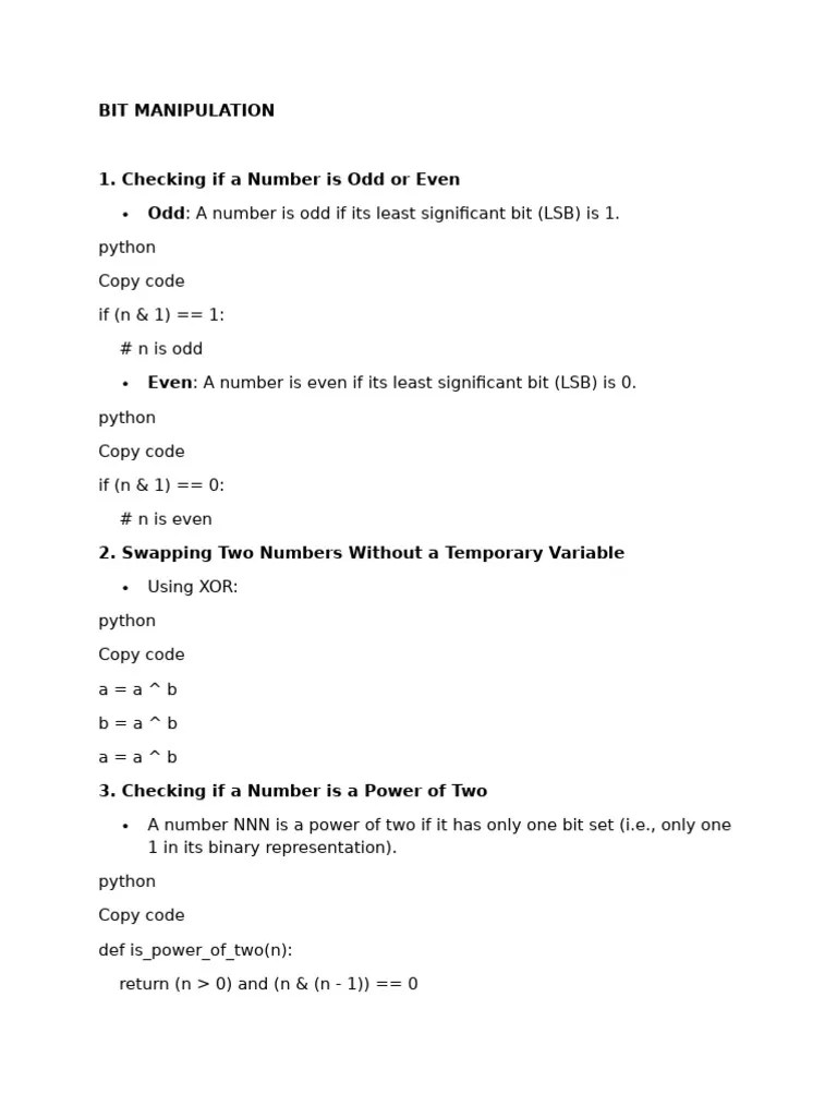 Bit Manipulation Tricks | PDF | Mathematical Notation | Theoretical ...