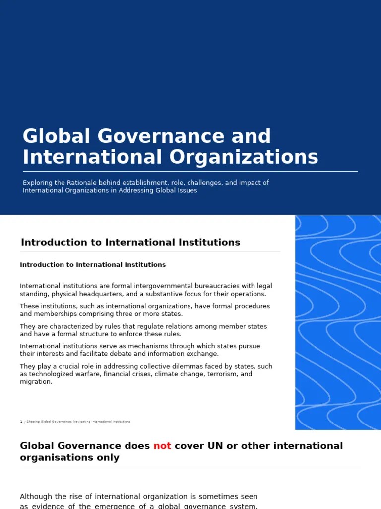 Global Governance Role Of International Organizations Pdf United