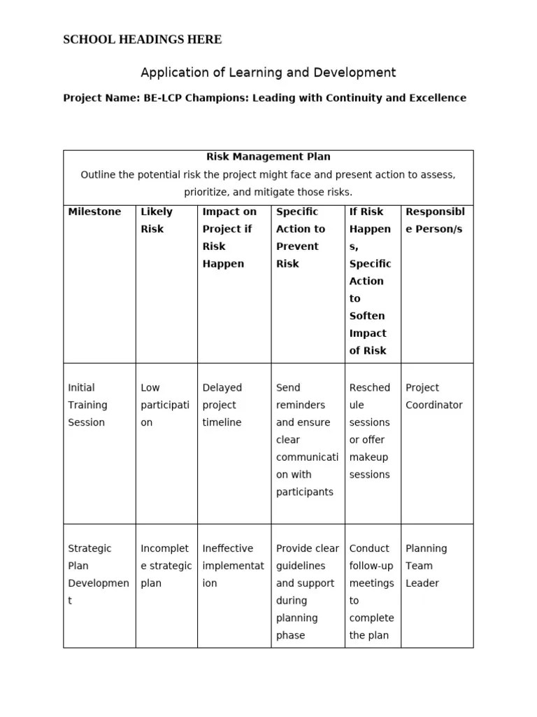 Risk Management Plan | PDF | Risk Management | Risk