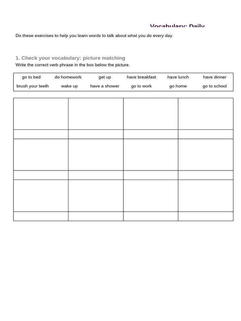 Daily Routine - Exercises | PDF | Lunch | Meal