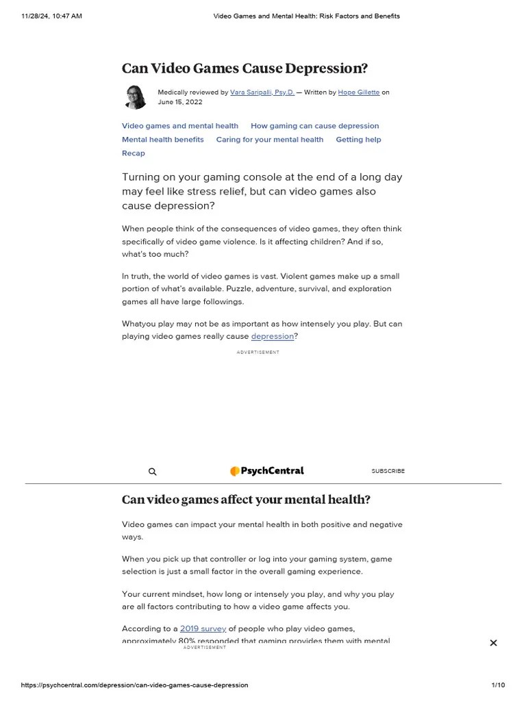 Video Games And Depression Impact Explained PDF Mental Disorder 1