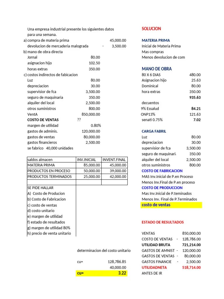 Ejericicio Determinacion Del Costo De Ventas | PDF | Economias ...