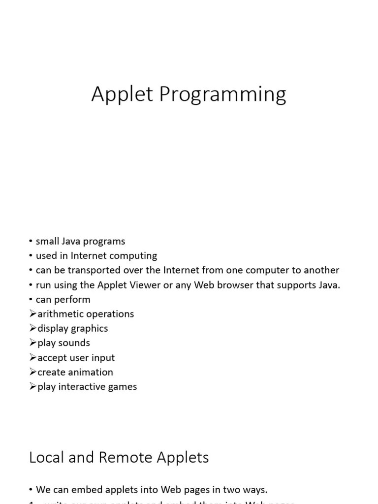 Applet Programming | PDF | World Wide Web | Internet & Web