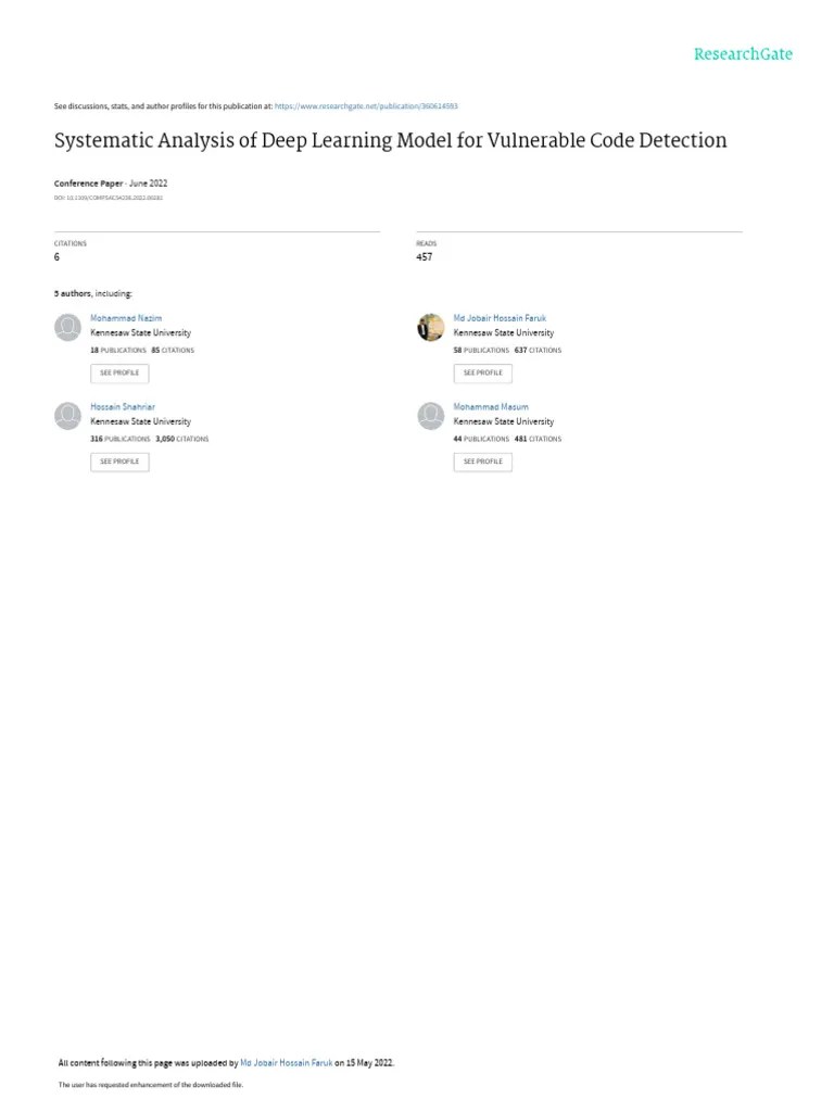 Systematic Analysis Of Deep Learning Model For Vulnerable Code ...