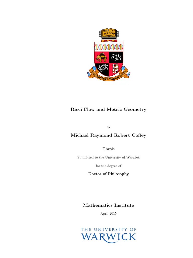 M.Coffey - Ricci Flow And Metric Geometry | PDF | Curvature | Compact Space