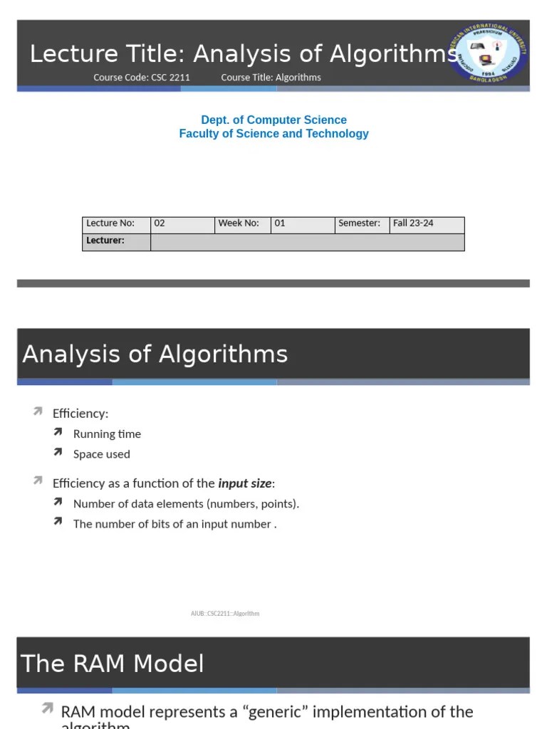Lecture 1.3 Analysis Of Algorithm | PDF | Time Complexity | Computer ...