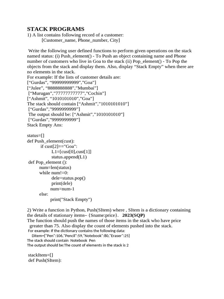 Stack-programs | PDF | Computer Science | Computing