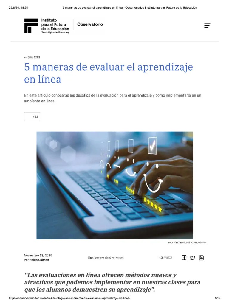 5 Practicas Para Evaluar El Aprendizaje En Linea | PDF
