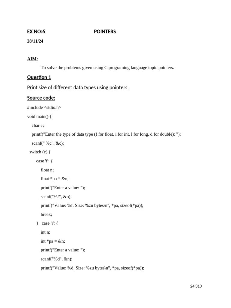 Pointer | PDF | Pointer (Computer Programming) | Integer (Computer Science)