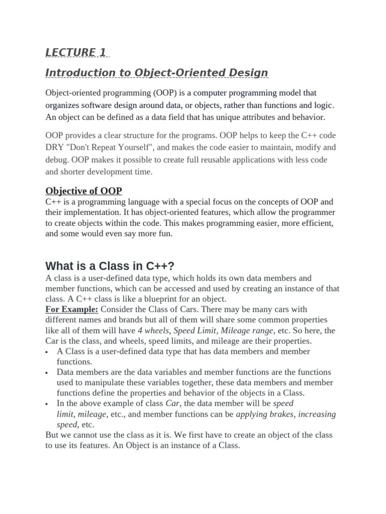C++ 1 | PDF | Programming | Constructor (Object Oriented Programming)