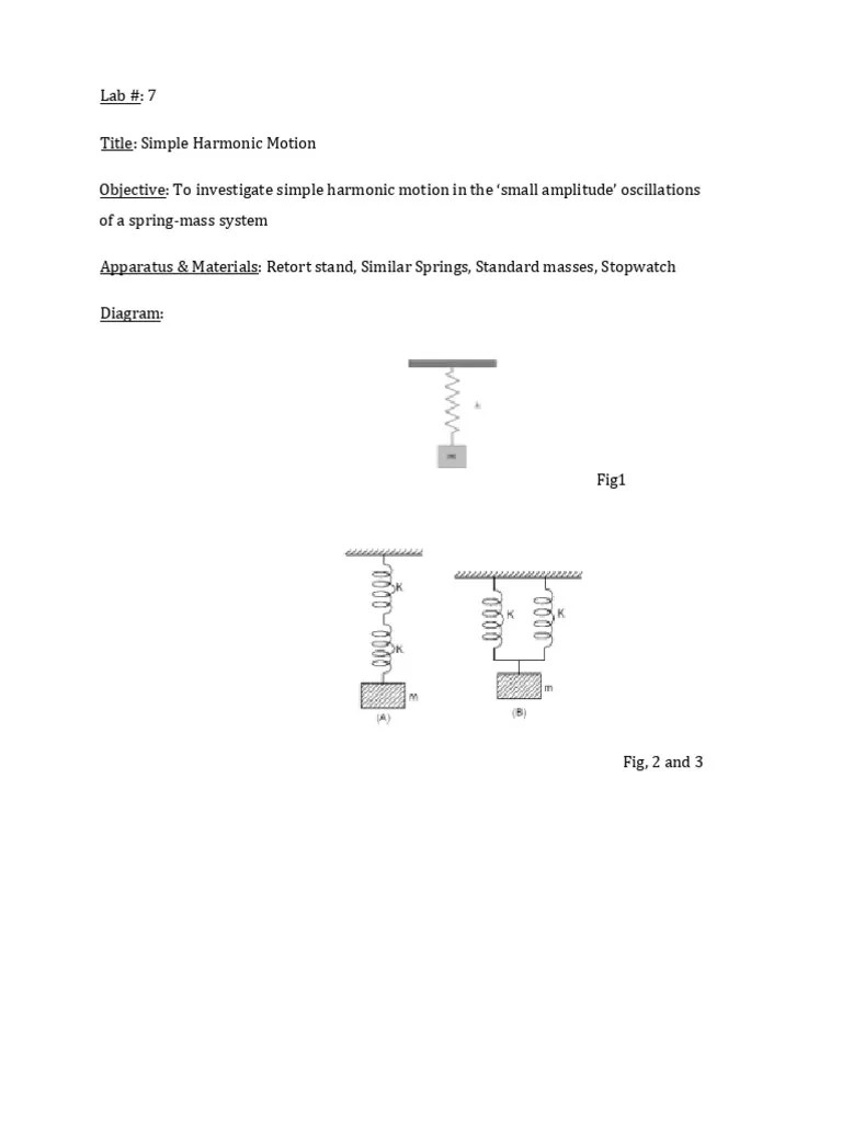 Physics Lab #7 Simple Harmonic Motion | PDF | Oscillation | Force