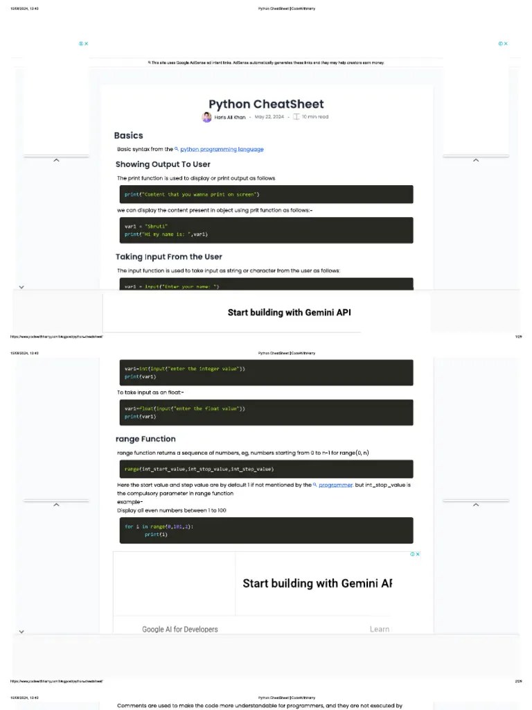Python Cheatsheet | PDF